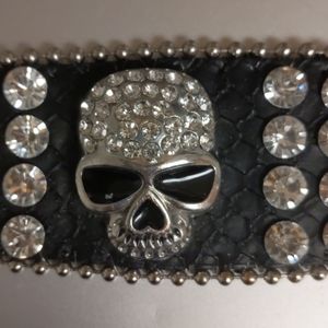 Genuine leather skull bling and stud bracelet